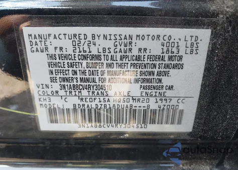 2024 Nissan Sentra Sv Xtronic Cvt z USA, uszkodzony, nr VIN 3N1AB8CV4RY304510